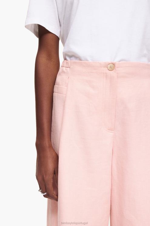 rosa roupas 64X4N395 calças de linho claro Bimba Y Lola