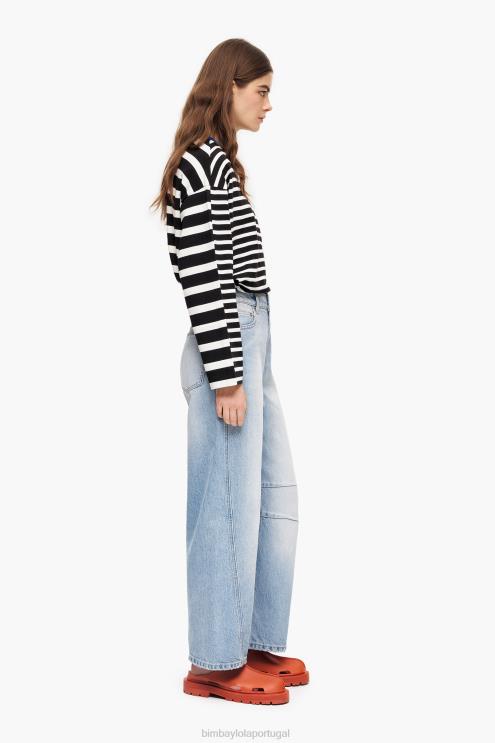 azul claro roupas 64X4N431 barril - jeans reto Bimba Y Lola