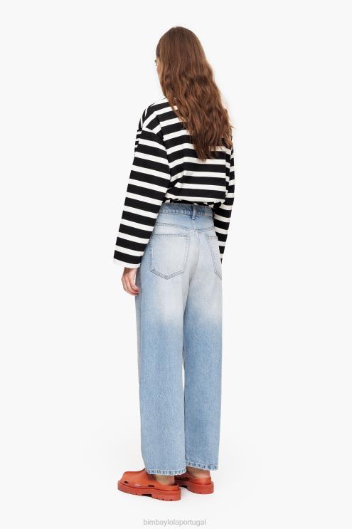 azul claro roupas 64X4N431 barril - jeans reto Bimba Y Lola