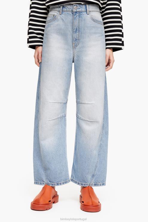 azul claro roupas 64X4N431 barril - jeans reto Bimba Y Lola