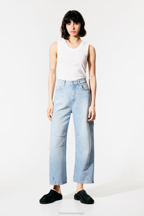azul claro roupas 64X4N514 barril - jeans reto Bimba Y Lola