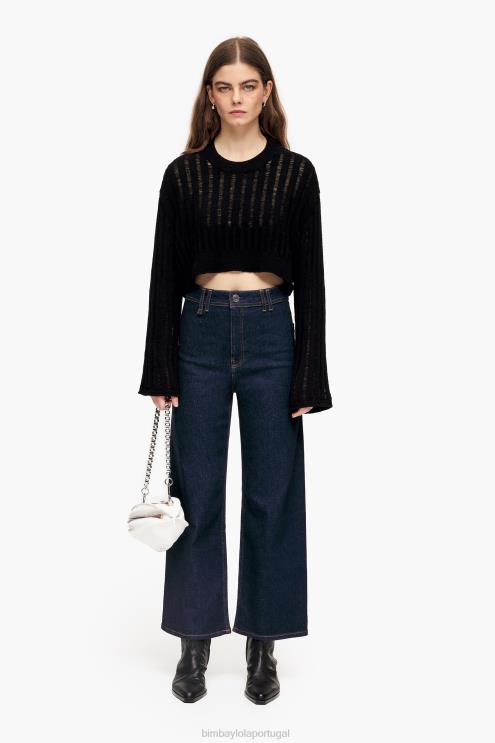 azul escuro roupas 64X4N442 culotte - jeans de cintura alta Bimba Y Lola