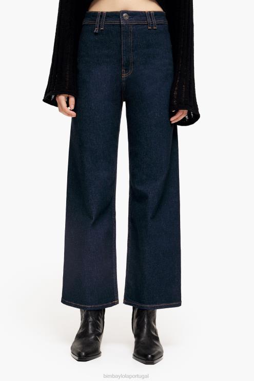 azul escuro roupas 64X4N442 culotte - jeans de cintura alta Bimba Y Lola