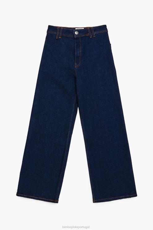 azul escuro roupas 64X4N524 culotte - jeans de cintura alta Bimba Y Lola