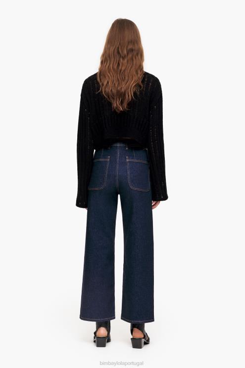azul escuro roupas 64X4N524 culotte - jeans de cintura alta Bimba Y Lola