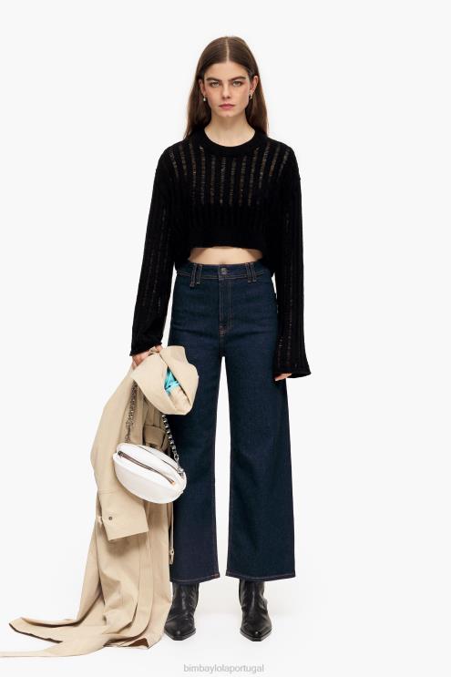 azul escuro roupas 64X4N524 culotte - jeans de cintura alta Bimba Y Lola