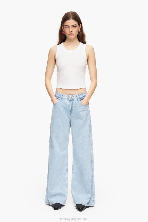 azul roupas 64X4N432 wide leg - jeans de perna larga Bimba Y Lola
