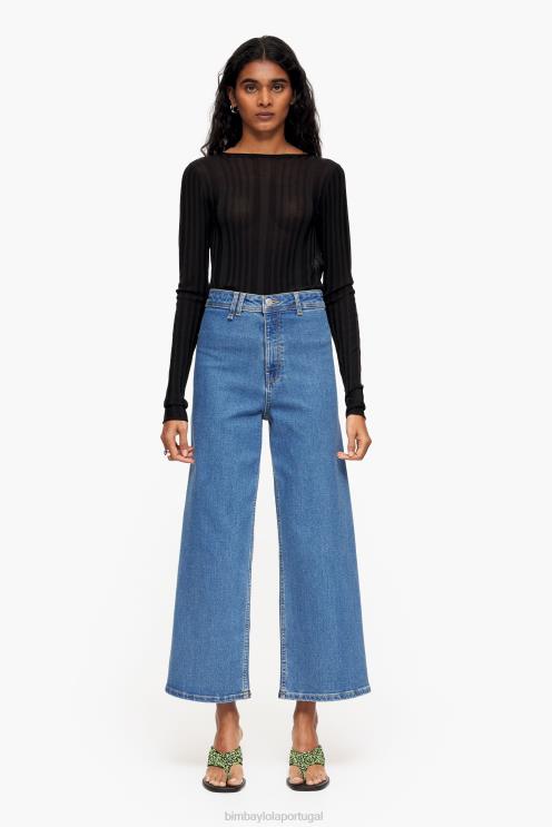 azul roupas 64X4N445 culotte - jeans de cintura alta Bimba Y Lola