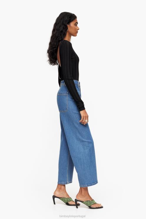 azul roupas 64X4N445 culotte - jeans de cintura alta Bimba Y Lola