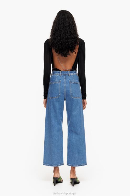 azul roupas 64X4N445 culotte - jeans de cintura alta Bimba Y Lola