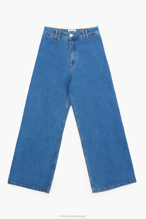 azul roupas 64X4N445 culotte - jeans de cintura alta Bimba Y Lola