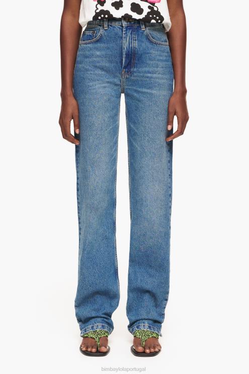 azul roupas 64X4N448 comprimento total reto - jeans reto Bimba Y Lola
