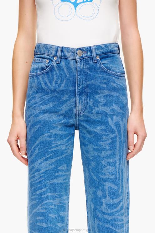 azul roupas 64X4N452 corte reto - calça jeans com estampa de asa de borboleta Bimba Y Lola