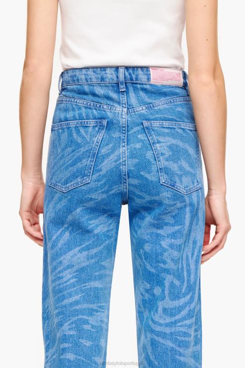 azul roupas 64X4N452 corte reto - calça jeans com estampa de asa de borboleta Bimba Y Lola