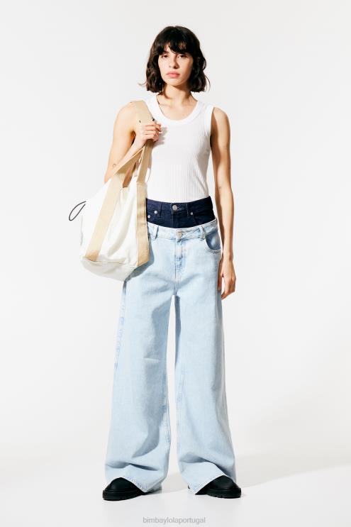 azul roupas 64X4N504 wide leg - jeans de perna larga Bimba Y Lola