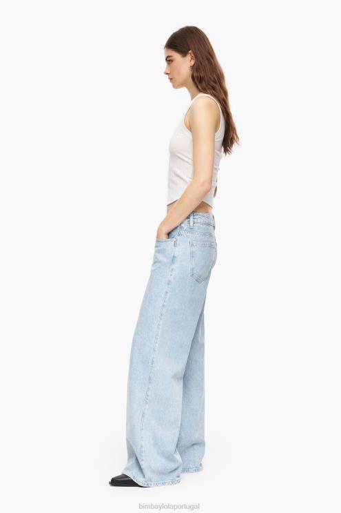 azul roupas 64X4N506 wide leg - jeans de perna larga Bimba Y Lola