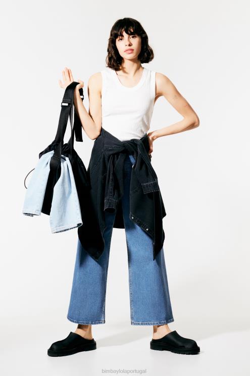 azul roupas 64X4N518 culotte - jeans de cintura alta Bimba Y Lola