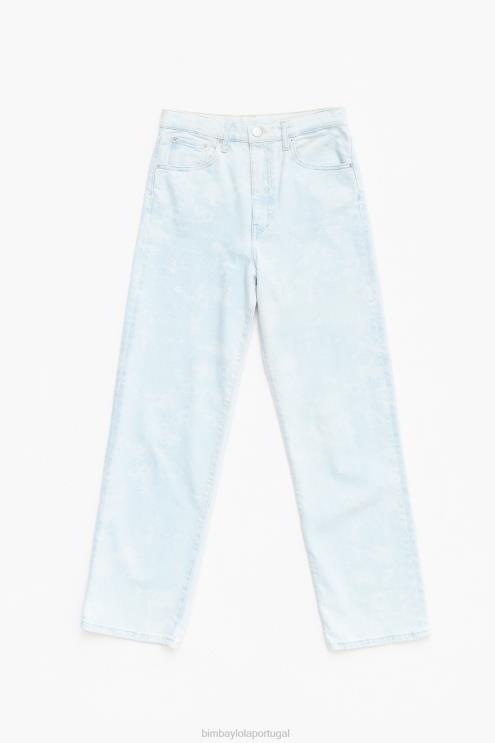 azul roupas 64X4N528 corte reto - calça jeans reta camuflada com estampa de panda Bimba Y Lola