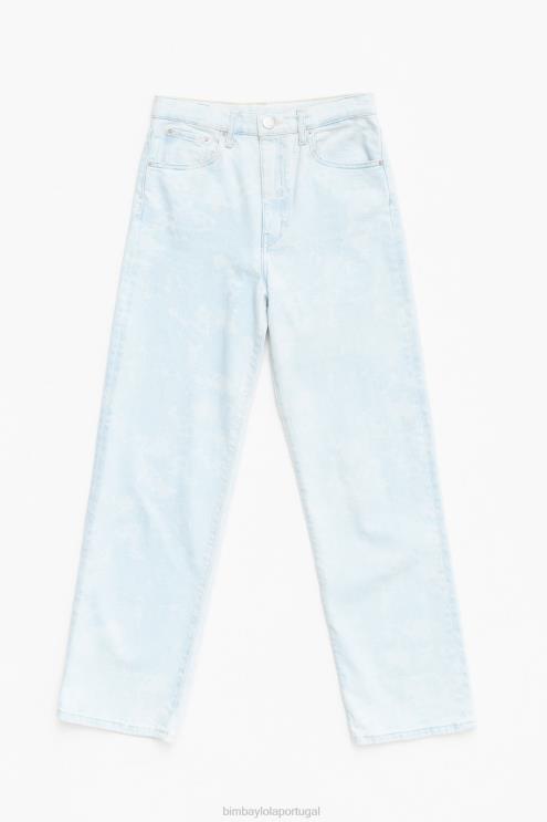 azul roupas 64X4N529 corte reto - calça jeans reta camuflada com estampa de panda Bimba Y Lola