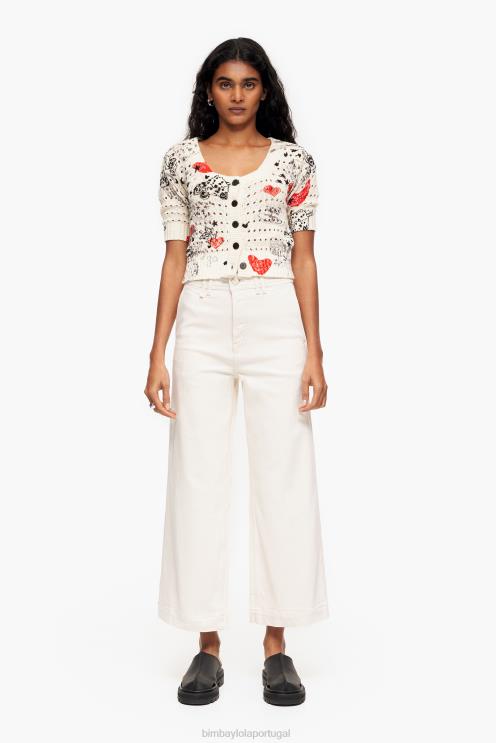 creme roupas 64X4N443 culotte - jeans de cintura alta Bimba Y Lola