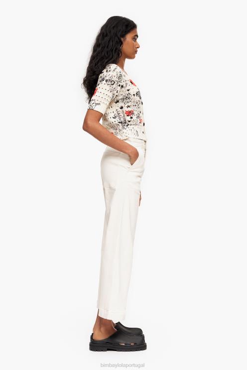 creme roupas 64X4N523 culotte - jeans de cintura alta Bimba Y Lola