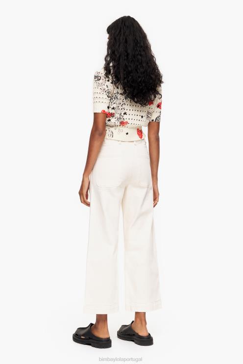 creme roupas 64X4N523 culotte - jeans de cintura alta Bimba Y Lola