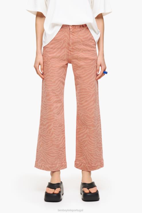 damasco roupas 64X4N440 culotte - jeans de cintura alta com estampa de tigre Bimba Y Lola