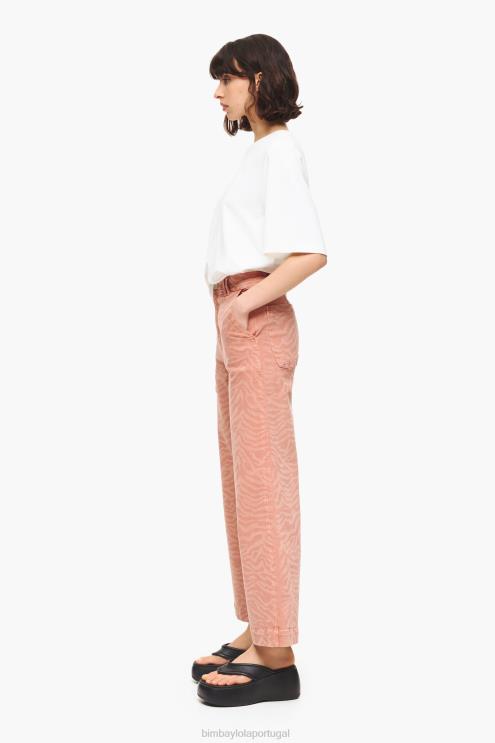 damasco roupas 64X4N522 culotte - jeans de cintura alta com estampa de tigre Bimba Y Lola