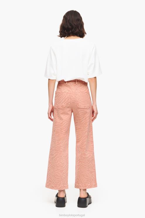 damasco roupas 64X4N522 culotte - jeans de cintura alta com estampa de tigre Bimba Y Lola