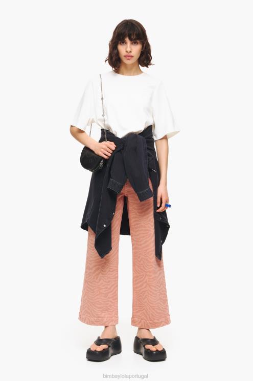 damasco roupas 64X4N522 culotte - jeans de cintura alta com estampa de tigre Bimba Y Lola