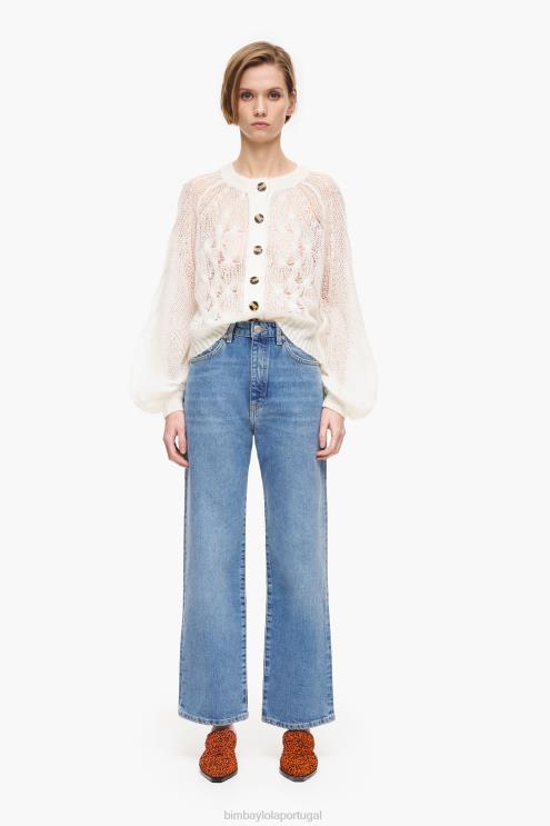 meio azul roupas 64X4N454 corte reto - jeans reto Bimba Y Lola