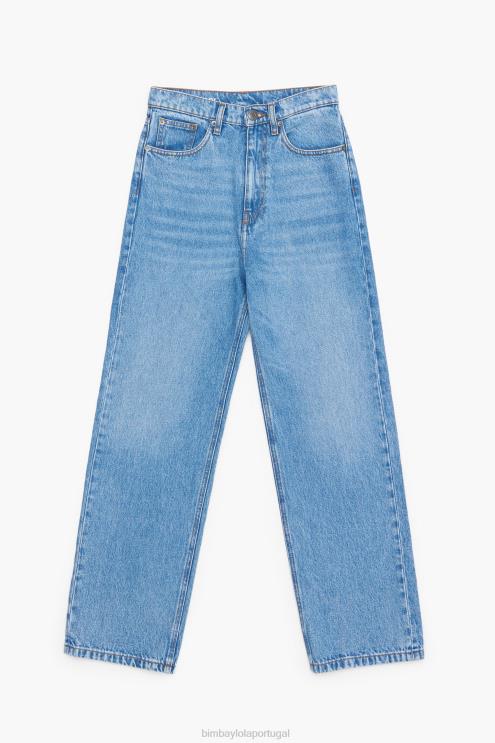 meio azul roupas 64X4N532 corte reto - jeans reto Bimba Y Lola