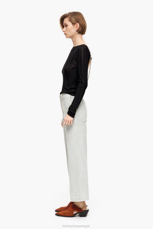 menta verde roupas 64X4N519 culotte - jeans de cintura alta Bimba Y Lola