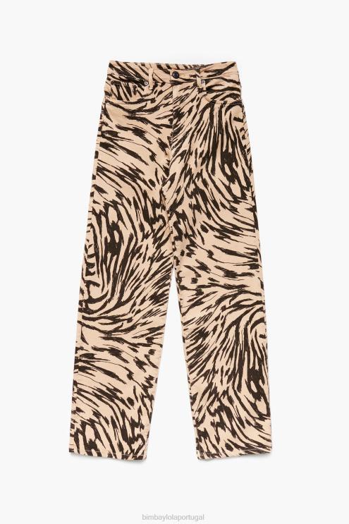 natural roupas 64X4N533 corte reto - calça jeans com estampa de asa de borboleta Bimba Y Lola
