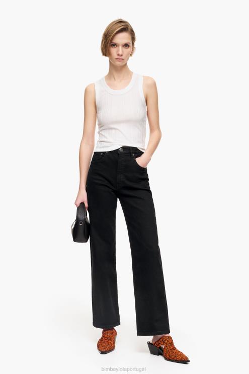 preto roupas 64X4N450 corte reto - jeans reto Bimba Y Lola