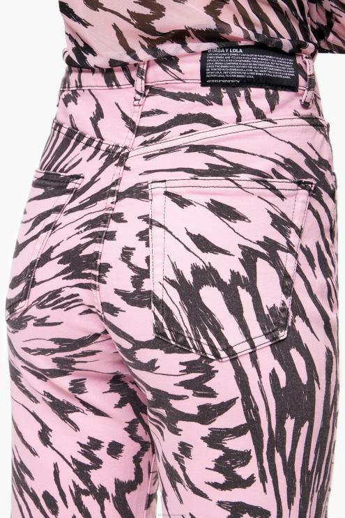 rosa roupas 64X4N537 corte reto - calça jeans reta com estampa de asa de borboleta Bimba Y Lola