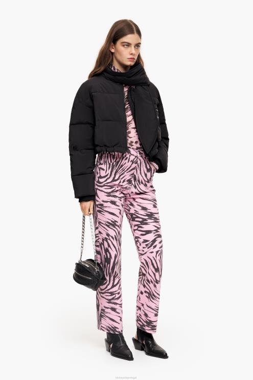 rosa roupas 64X4N537 corte reto - calça jeans reta com estampa de asa de borboleta Bimba Y Lola