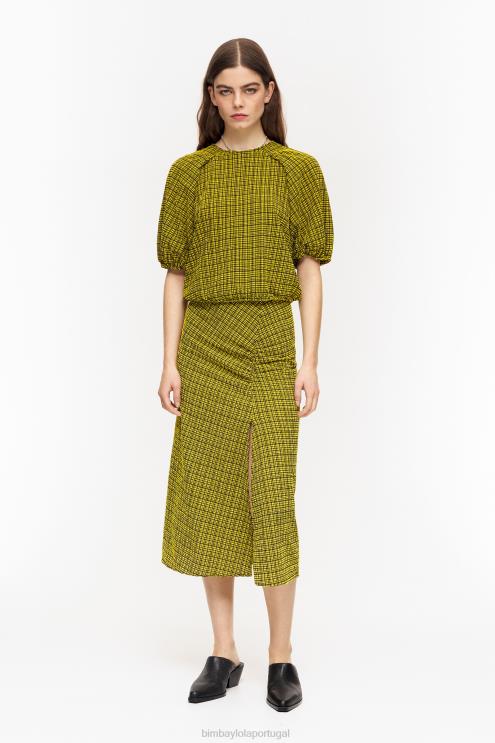 amarelo roupas 64X4N466 saia midi quadrada Bimba Y Lola