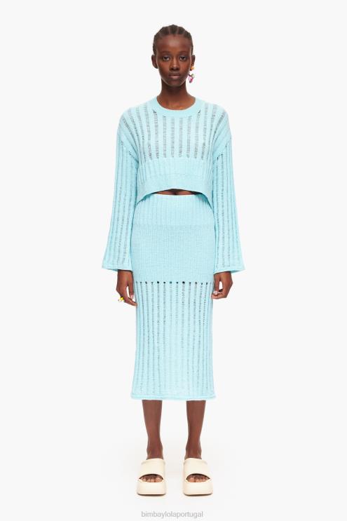 azul roupas 64X4N460 saia midi canelada Bimba Y Lola
