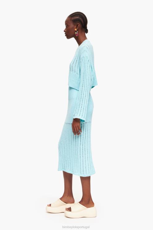azul roupas 64X4N460 saia midi canelada Bimba Y Lola