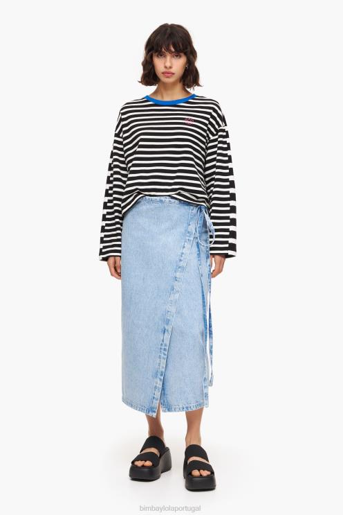 azul roupas 64X4N465 saia envelope midi jeans Bimba Y Lola