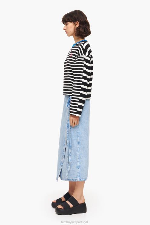 azul roupas 64X4N465 saia envelope midi jeans Bimba Y Lola