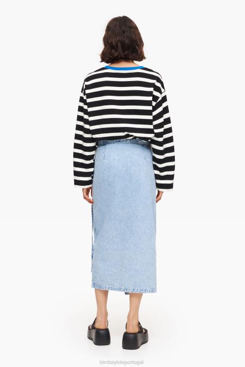 azul roupas 64X4N465 saia envelope midi jeans Bimba Y Lola