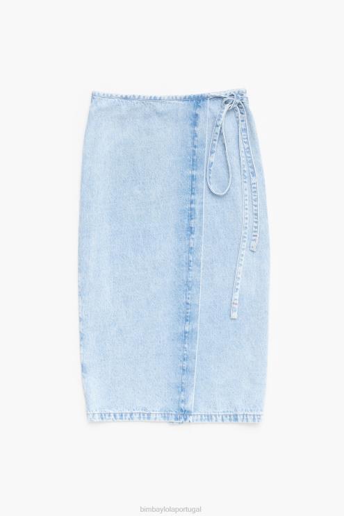 azul roupas 64X4N526 saia envelope midi jeans Bimba Y Lola