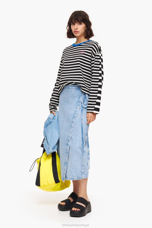 azul roupas 64X4N526 saia envelope midi jeans Bimba Y Lola
