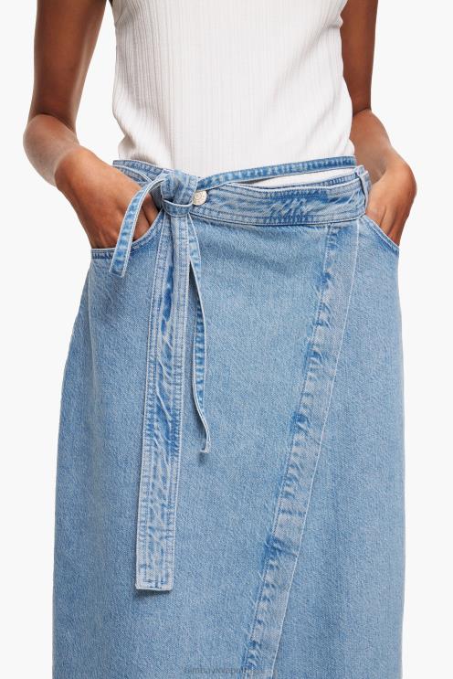 azul roupas 64X4N527 saia midi envolto em jeans Bimba Y Lola