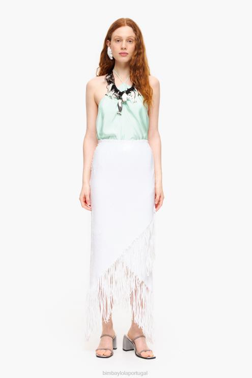 branco roupas 64X4N462 saia midi de lantejoulas Bimba Y Lola