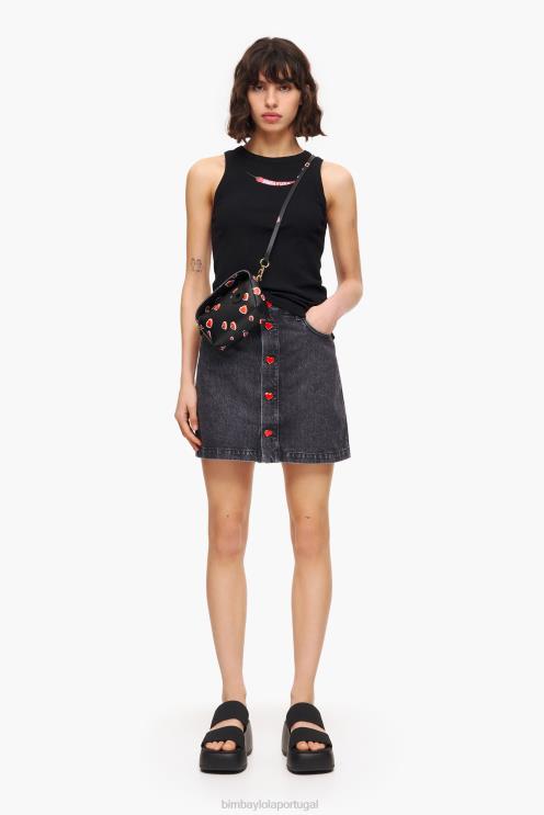preto roupas 64X4N458 minissaia jeans Bimba Y Lola