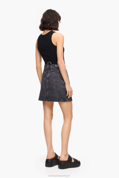 preto roupas 64X4N458 minissaia jeans Bimba Y Lola