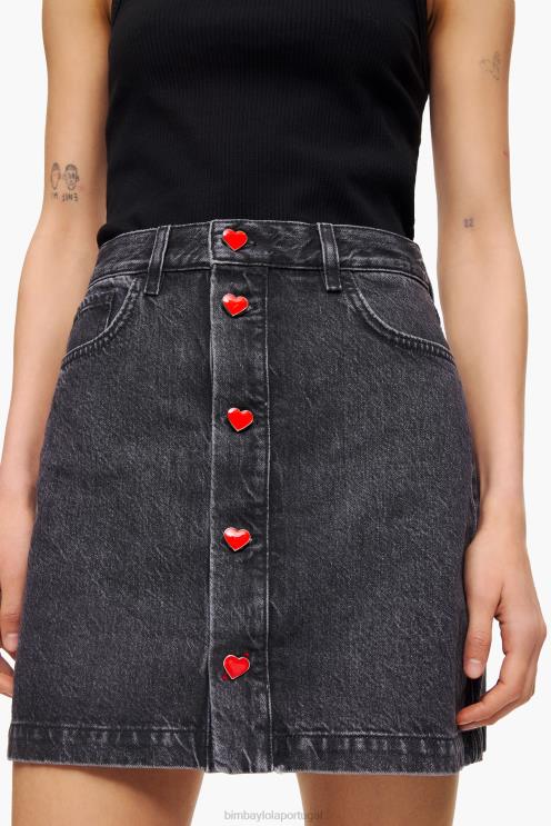 preto roupas 64X4N458 minissaia jeans Bimba Y Lola